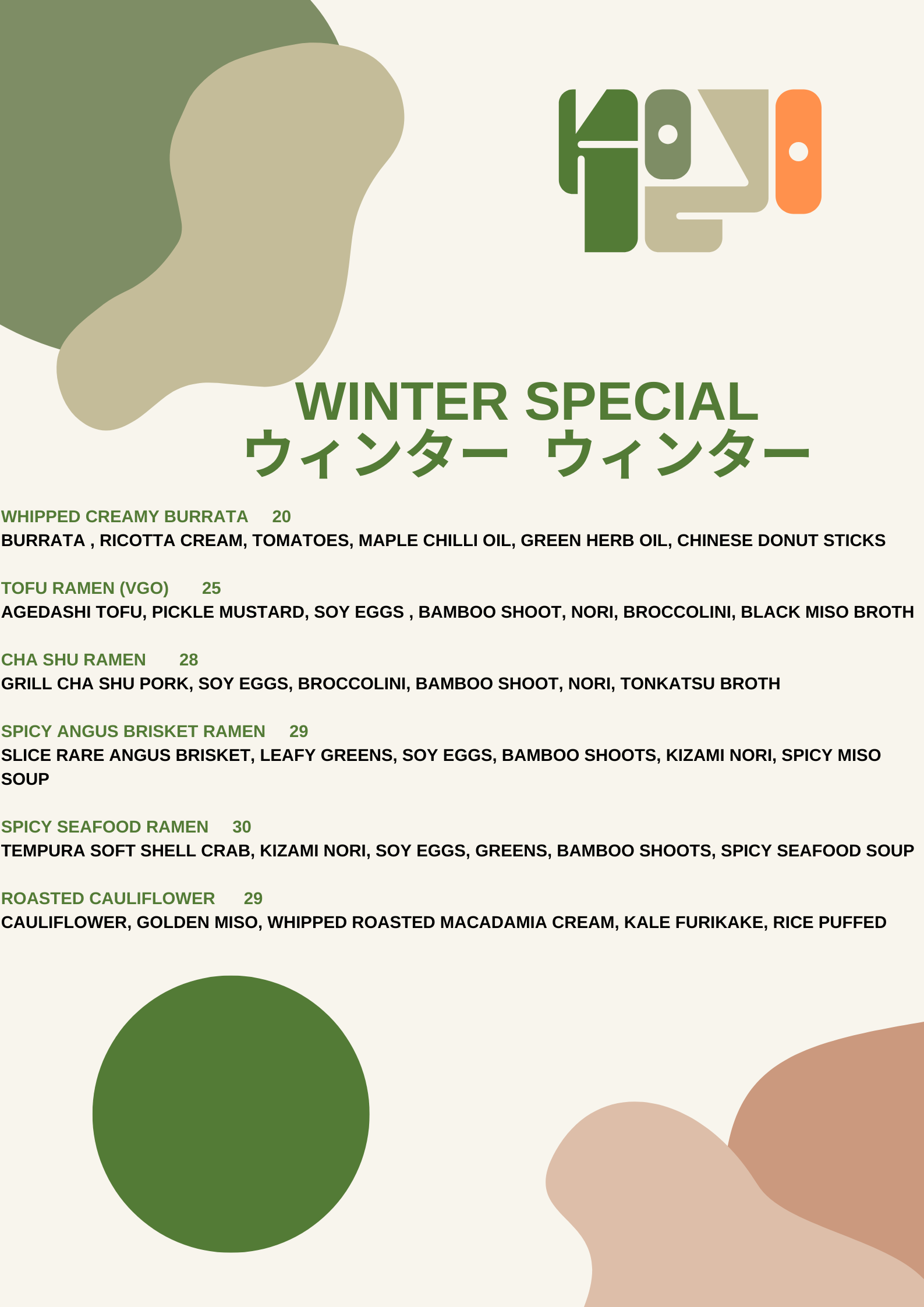 Special Winter Menu