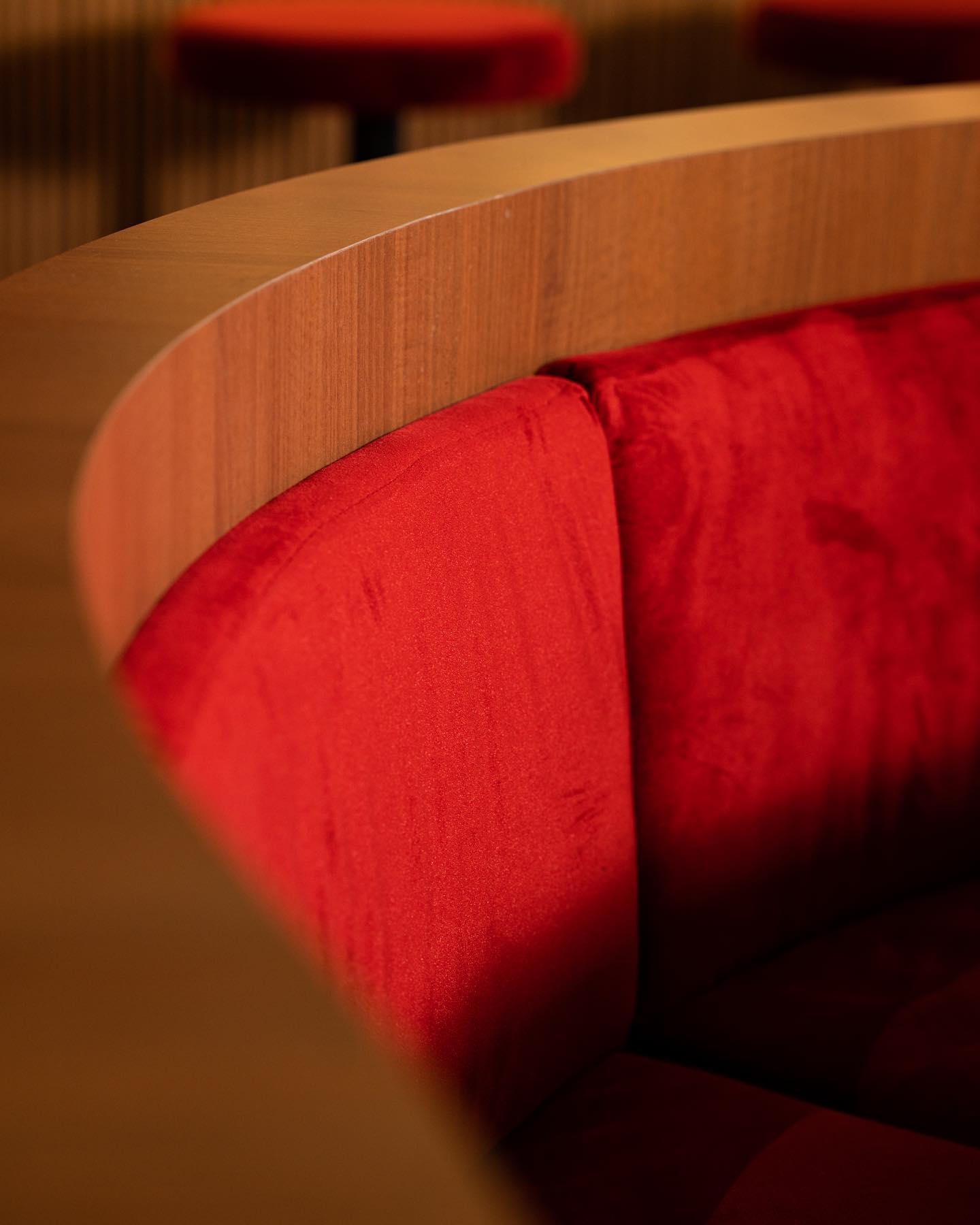 KOYO red velvet banquette detail